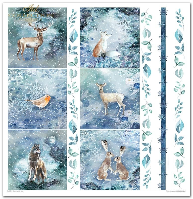 Scrapbooking-Papier Set  Christmas in blue 10 Stk/Pkg. 30x30cm 200g