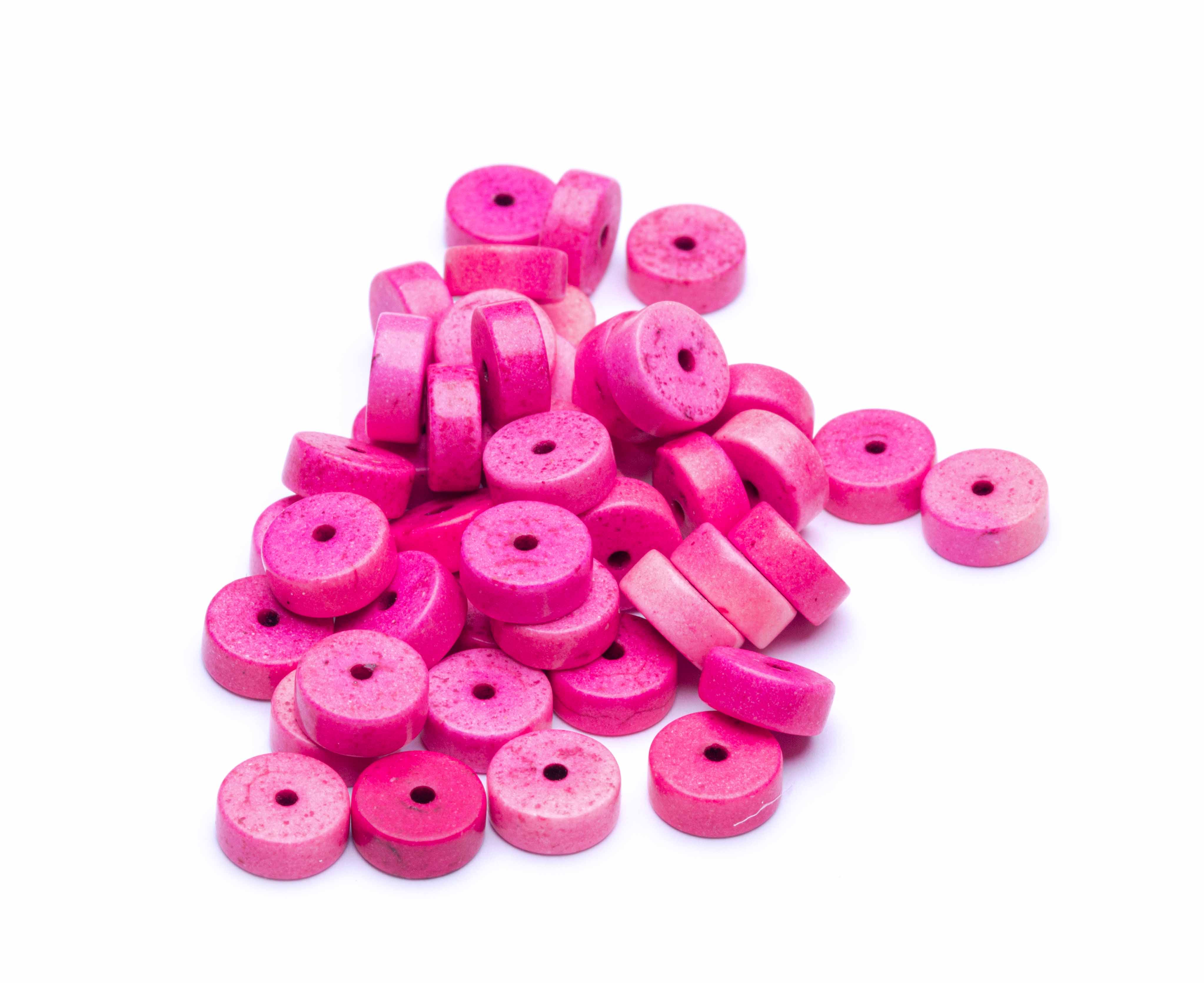 Synthetische Türkis Scheibenperlen pink 8x4mm 45 Stück 