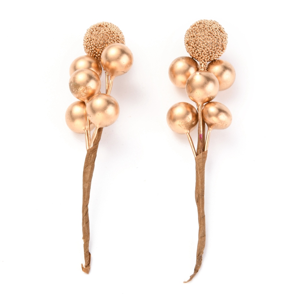 Weihnachtspick Beeren gold, ca. 10 cm