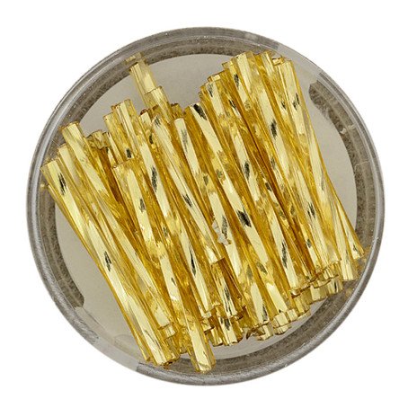 Stiftperle gedreht 25mm gold, 12gr/Dose Glassstifte twisted gold