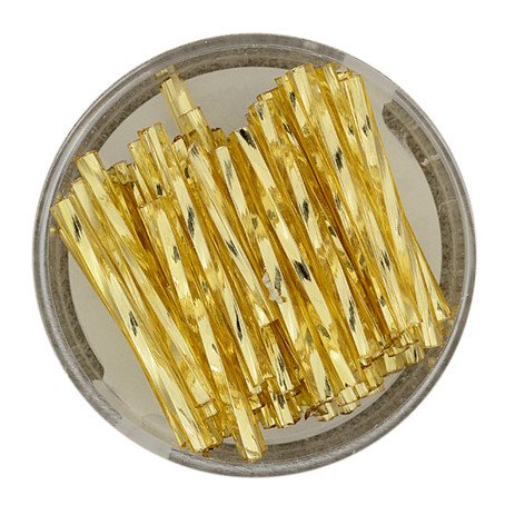 Stiftperle gedreht 25mm gold, 12gr/Dose Glassstifte twisted gold