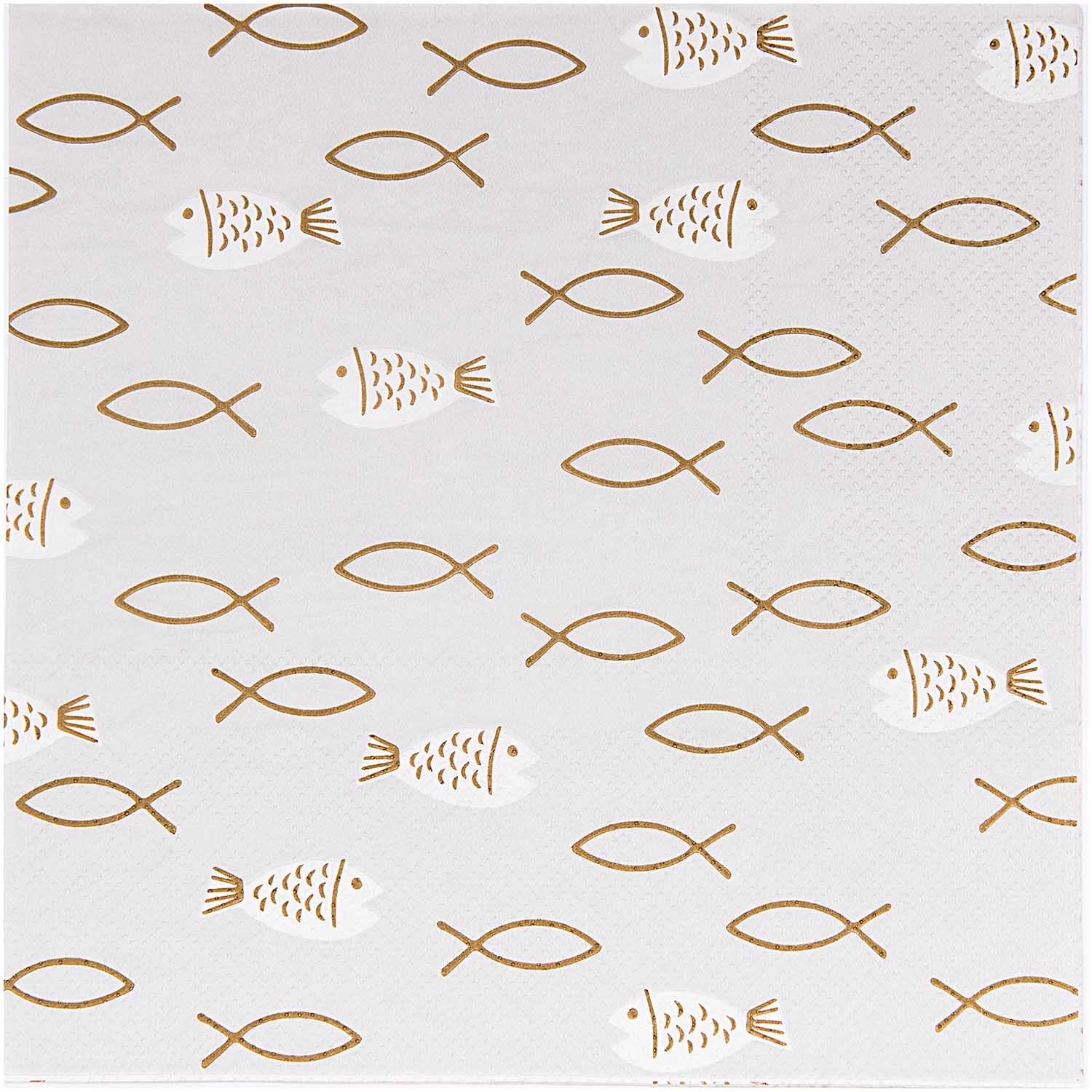 Servietten Fische grau gold 33x33cm 20 Stk. 3-lagig