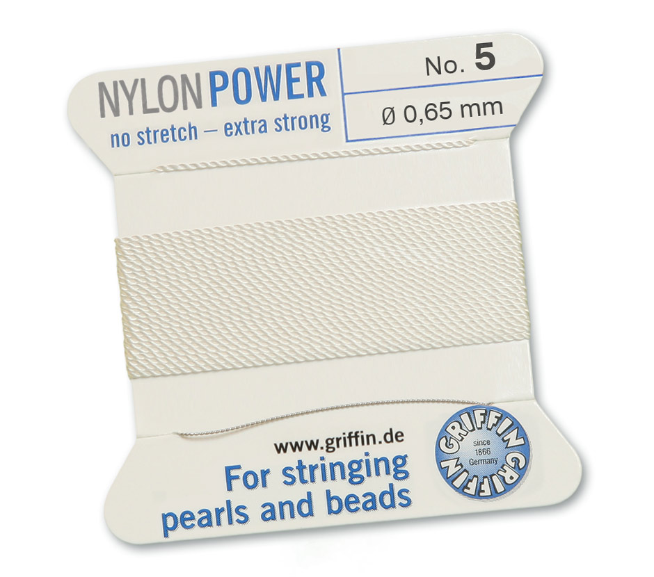 Griffin Perlseide No. 5 Nylon Perlenfädelgarn mit Nadel ,  0,65mm