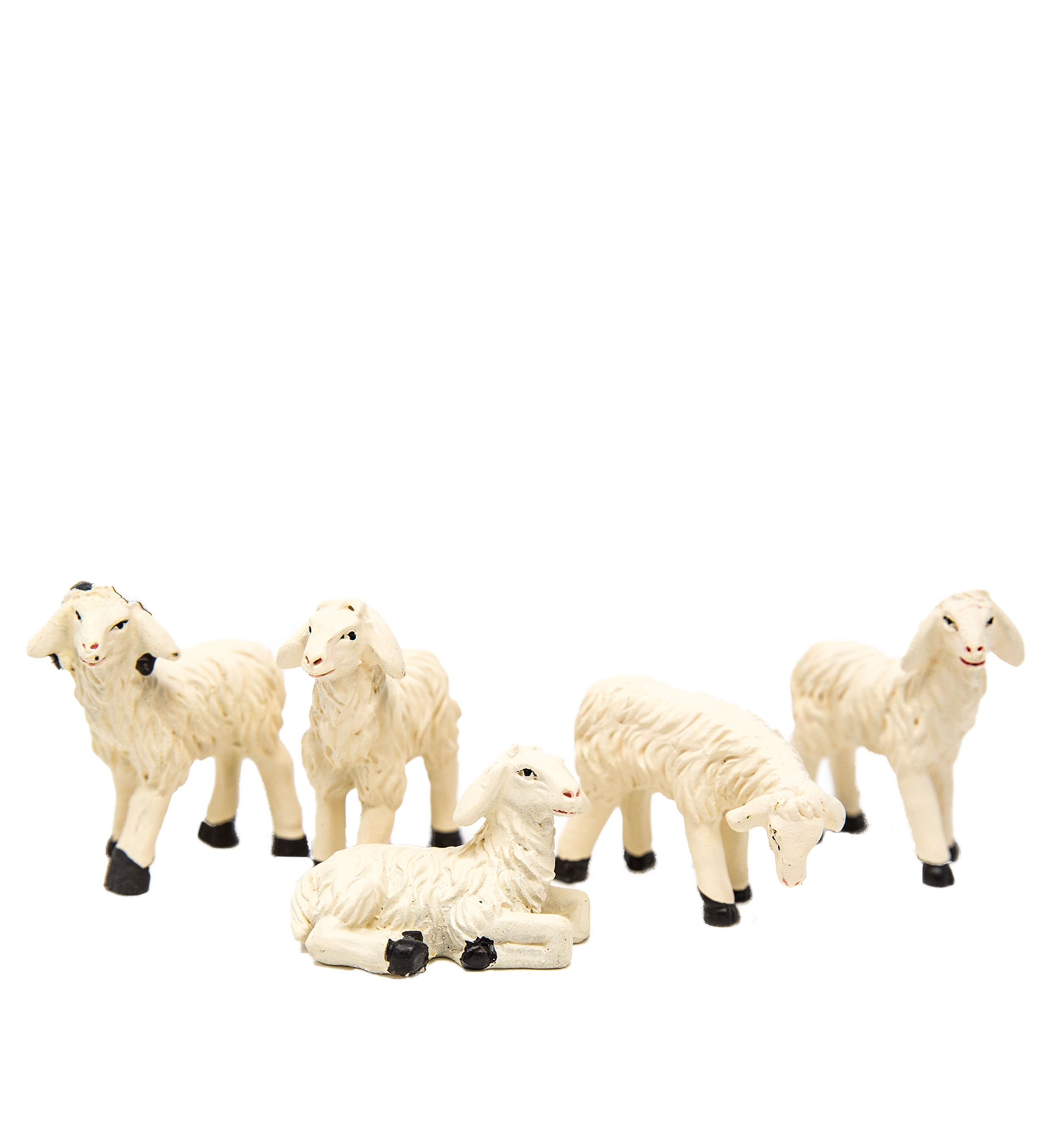 Schafe Miniaturtiere 5 Stück für Krippenfiguren  7-10cm