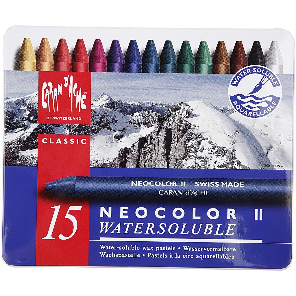 Caran D´Ache Aquarelle Effect Wachspastelle wasservermalbar 15 Stifte 