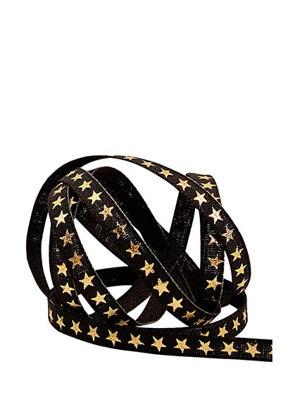 Stoffband 6mm mit Sternchen gold glänzend, per Laufmeter Stoffband 6mm mit Sternchen gold glänzend, per Laufmeter