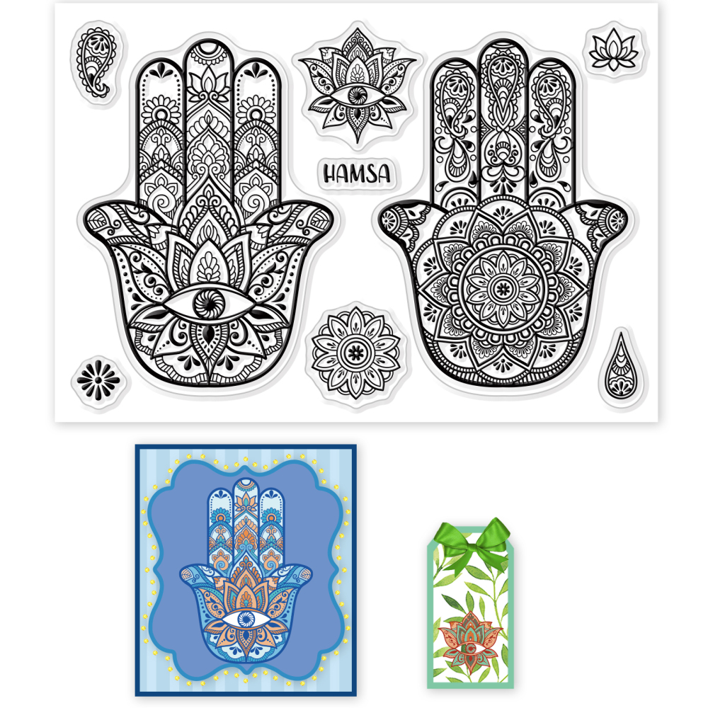 Silikonstempel Hamsa Hand Mandala 16x11cm