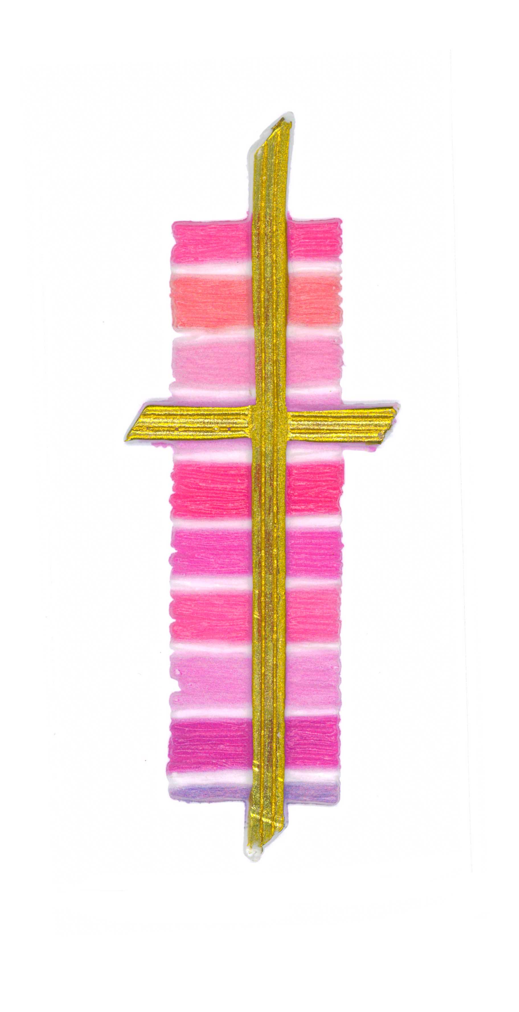 Wachs-Kreuz Dekorwachs gold Rosa-Töne 11x4,5cm