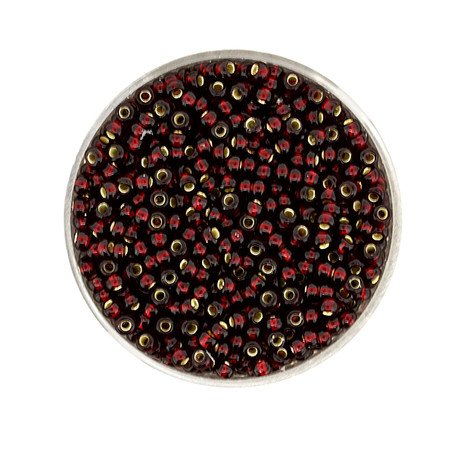 Rocailles Dunkelrot  Silbereinzug 2,5 mm, 17g Seed Beads Glasperlen