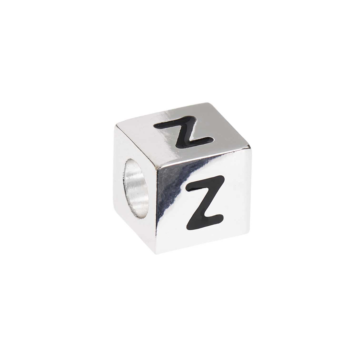 Buchstabenperle-Würfel silber 10x10mm Buchstabenperle-Würfel silber 10x10mm