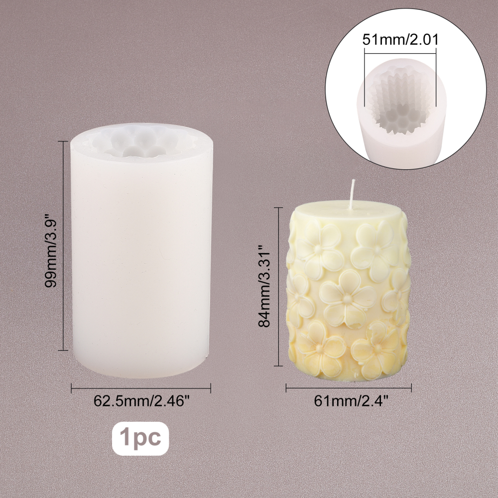 Silikon-Kerzengießform Stumpe mit Blumen 10x6,3cm