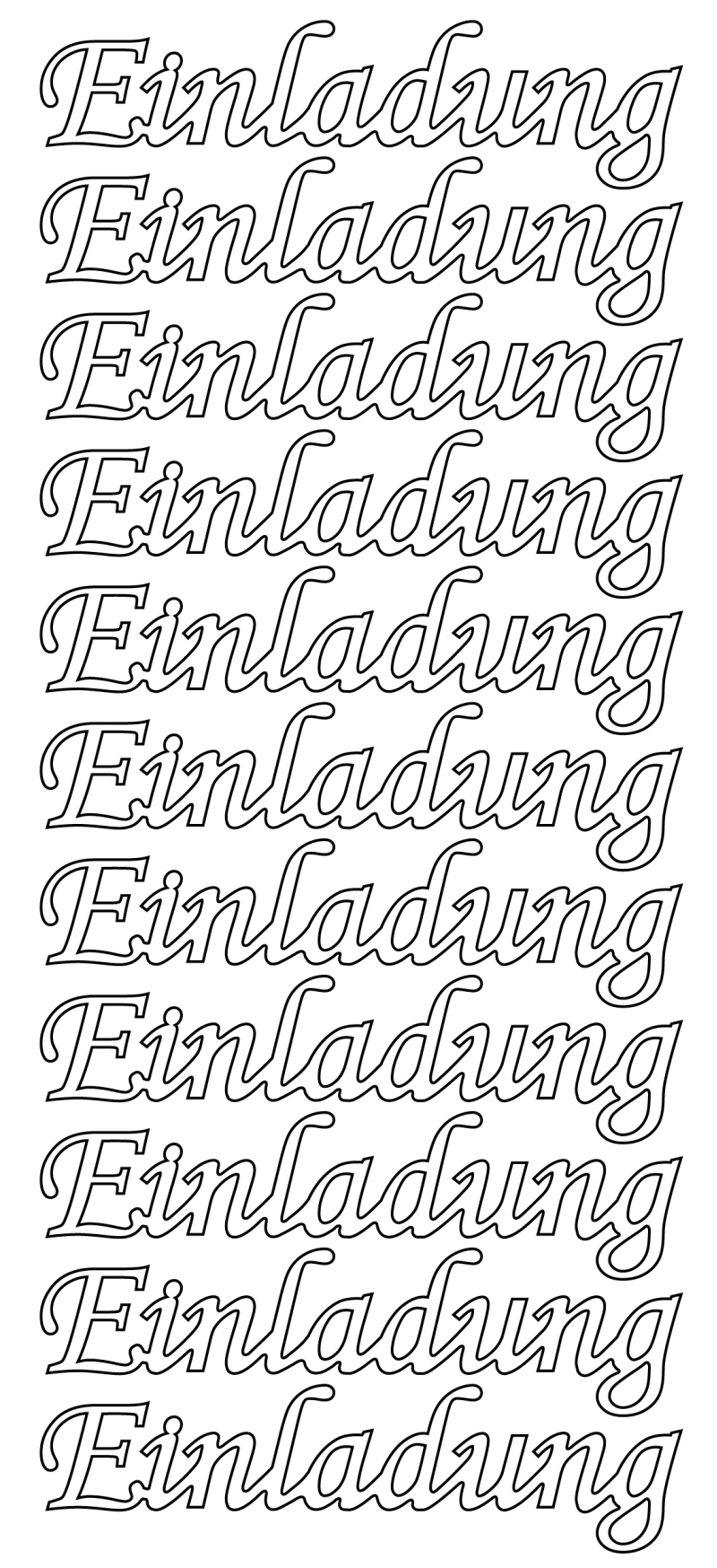 Konturensticker Einladung Stickerbogen Oberfläche matt 10x23cm