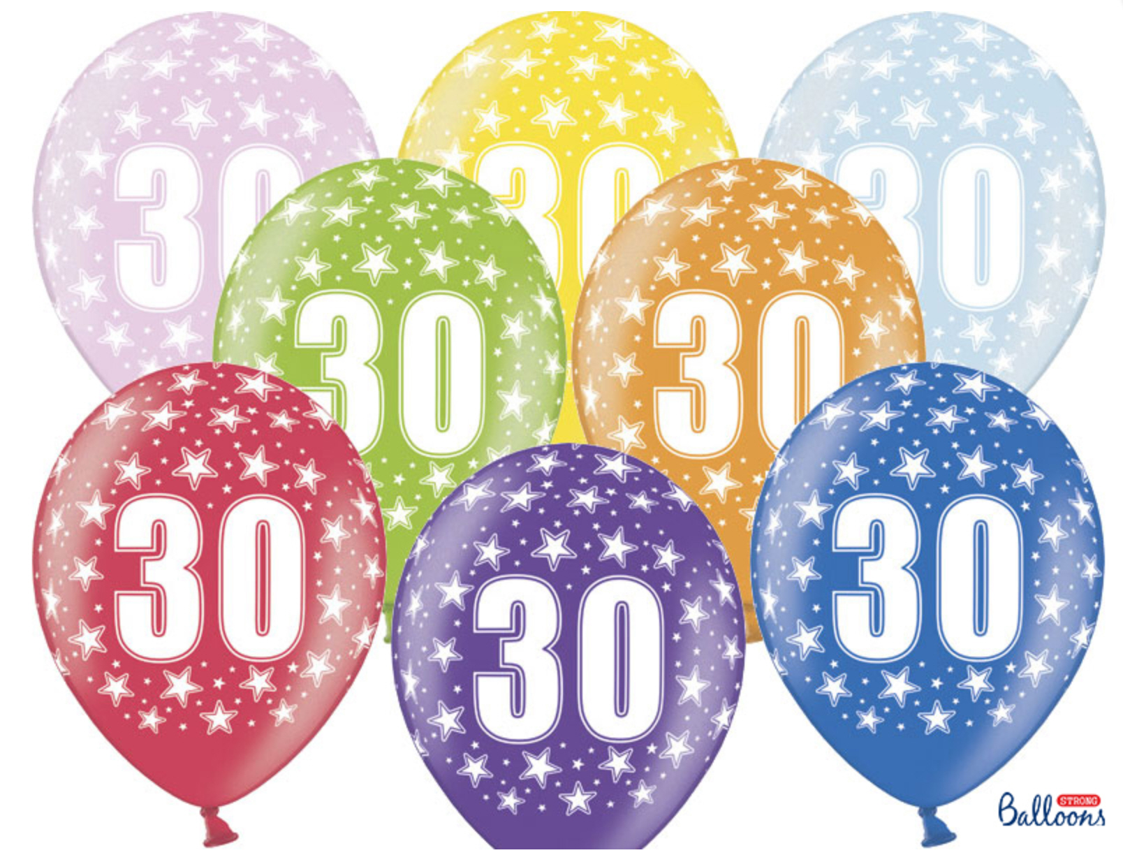 Luftballon Balloons 30cm 30th Birthday Metallic Mix 6 Stück 