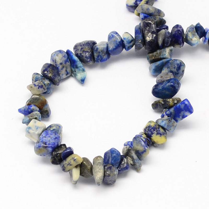 Edelstein Splitterkette Lapislazuli, 5-10mm, Lochbohrung: 1mm