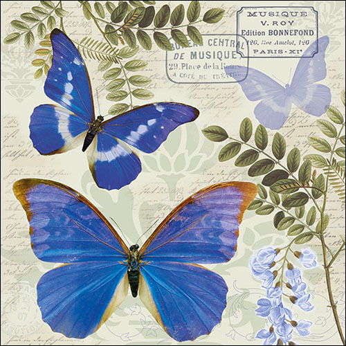 Ambiente Servietten Blue Morpho Schmetterling 33x33cm 20 Stück/Packung
