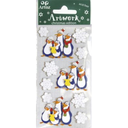 Sticker Pinguine und Schneeflocken