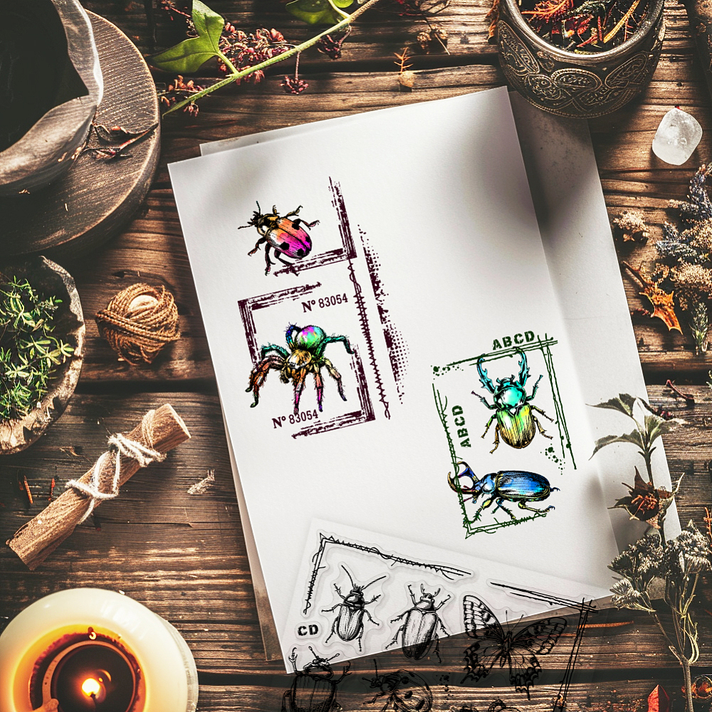 Silikonstempel-Set Insekten 21x14,8x0,3cm 1 Bogen 25-teilig