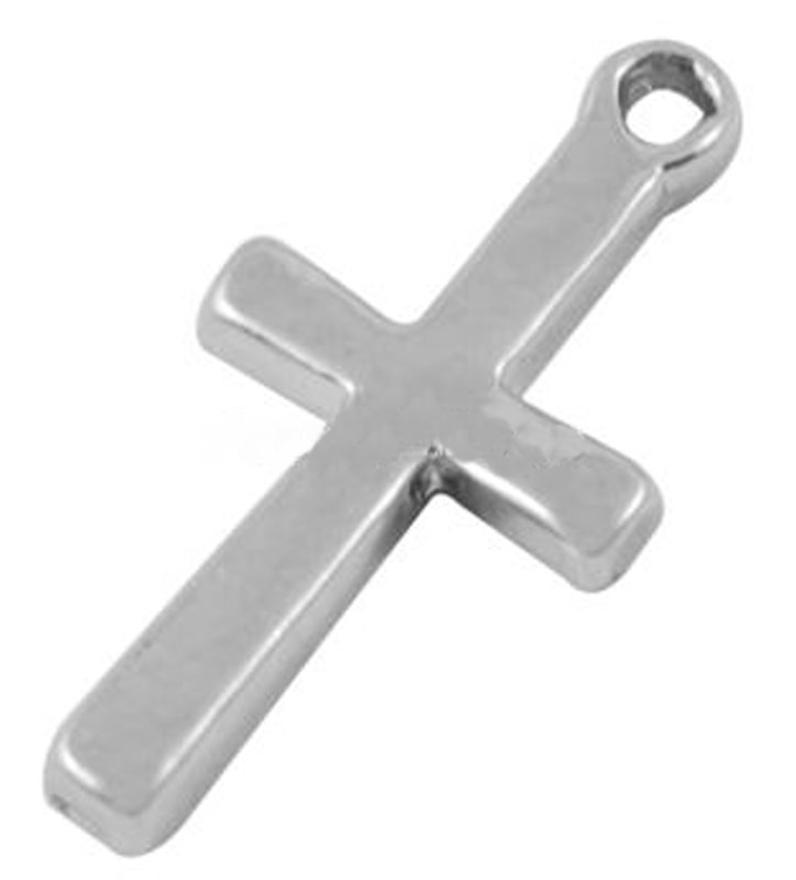 Anhänger: Metallkreuz blank, 30 x 9 mm, 5 Stück/Pkg