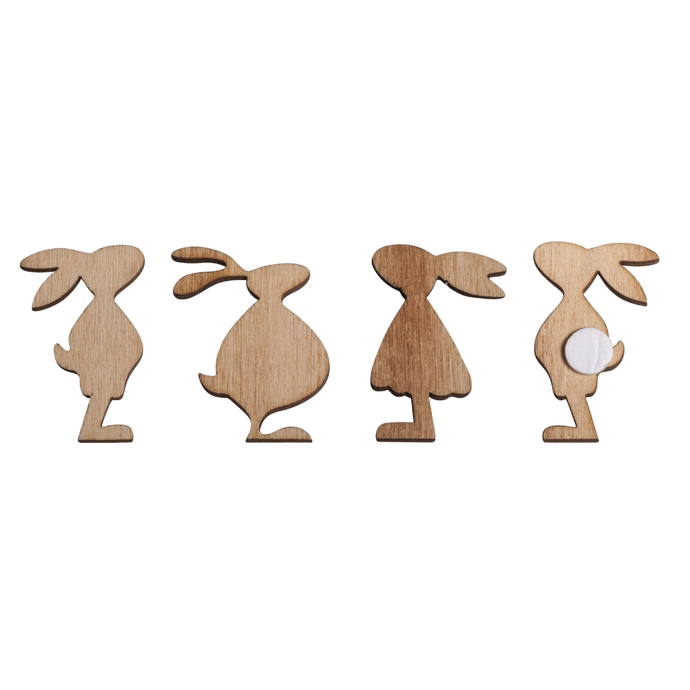 Holzstreuteile Osterhase natur, 3,5 cm, 12 Stück/Beutel