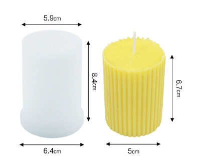 Kerzengießform Silikon Zylinder mit Rillen 8,4x6,4cm