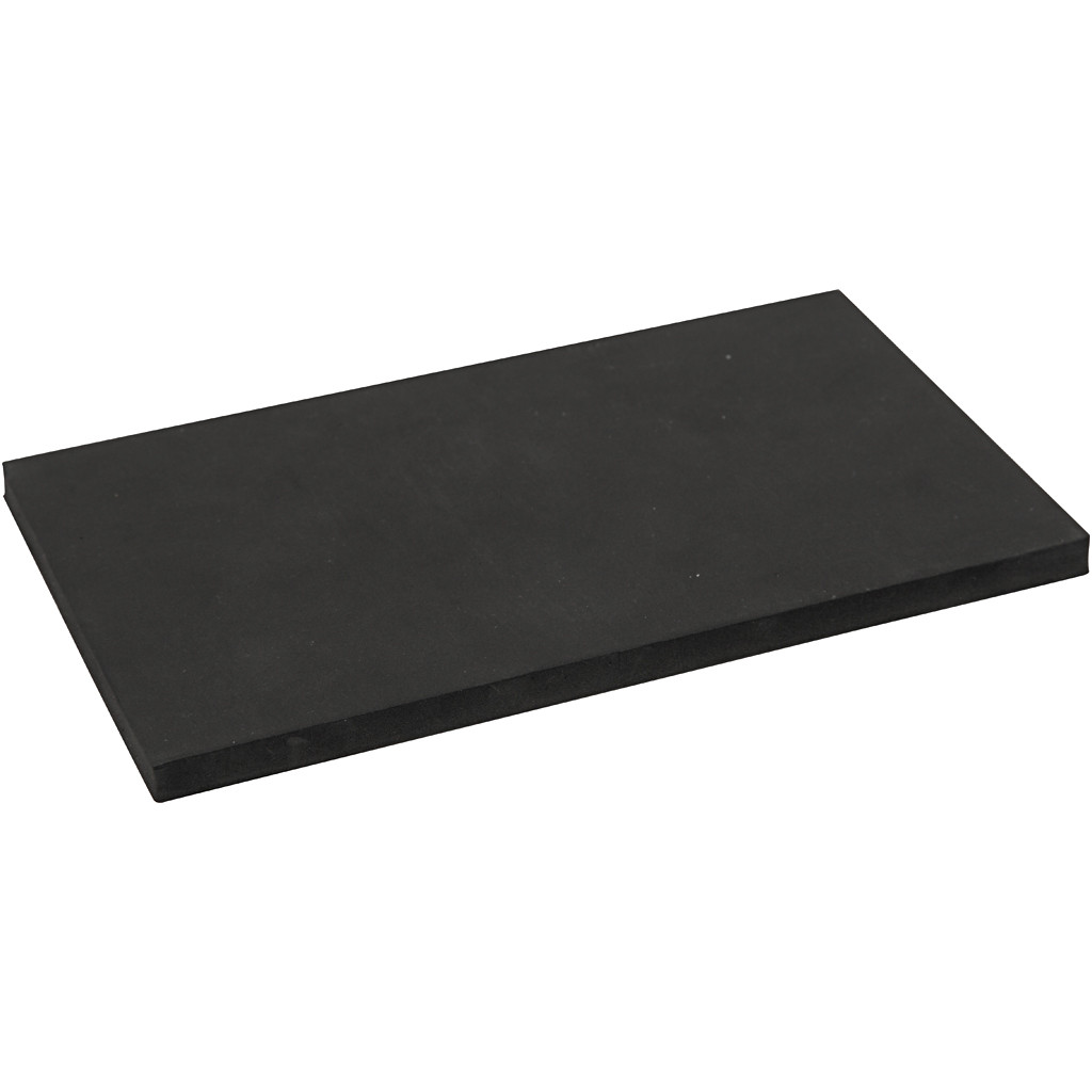 Moosgummi Platte 20x12cm, 10mm stark, schwarz, Crepla Schaumplatte per Stück