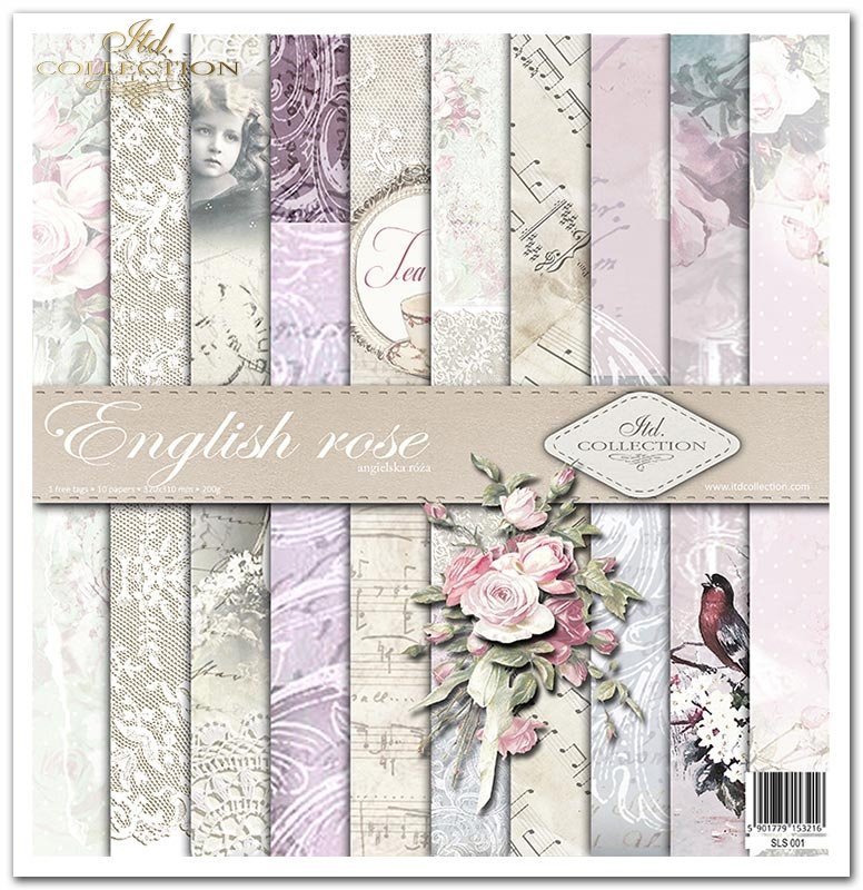 Scrapbooking-Papier Set English Rose 31x32cm 10 Bögen