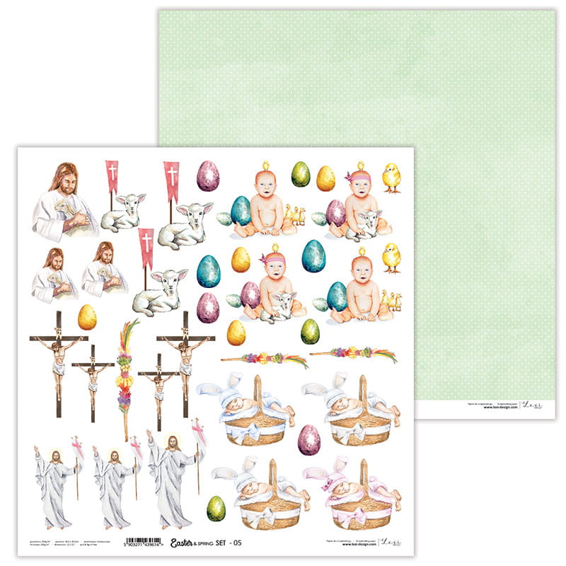 Easter & Spring Scrapbooking Papierset 30,5x30,5cm 5 Bögen doppelseitig bedruckt 250g/m²