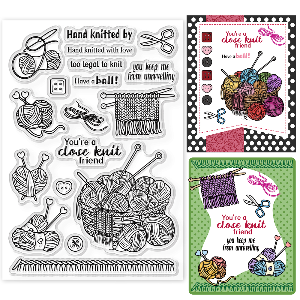 Silikonstempel Clear Stamp Wolle Handarbeiten 160x110x3mm