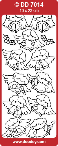 Shiny Outline Stickers Engelchen Music-Angels gold Konturensticker 10x23cm Bogen