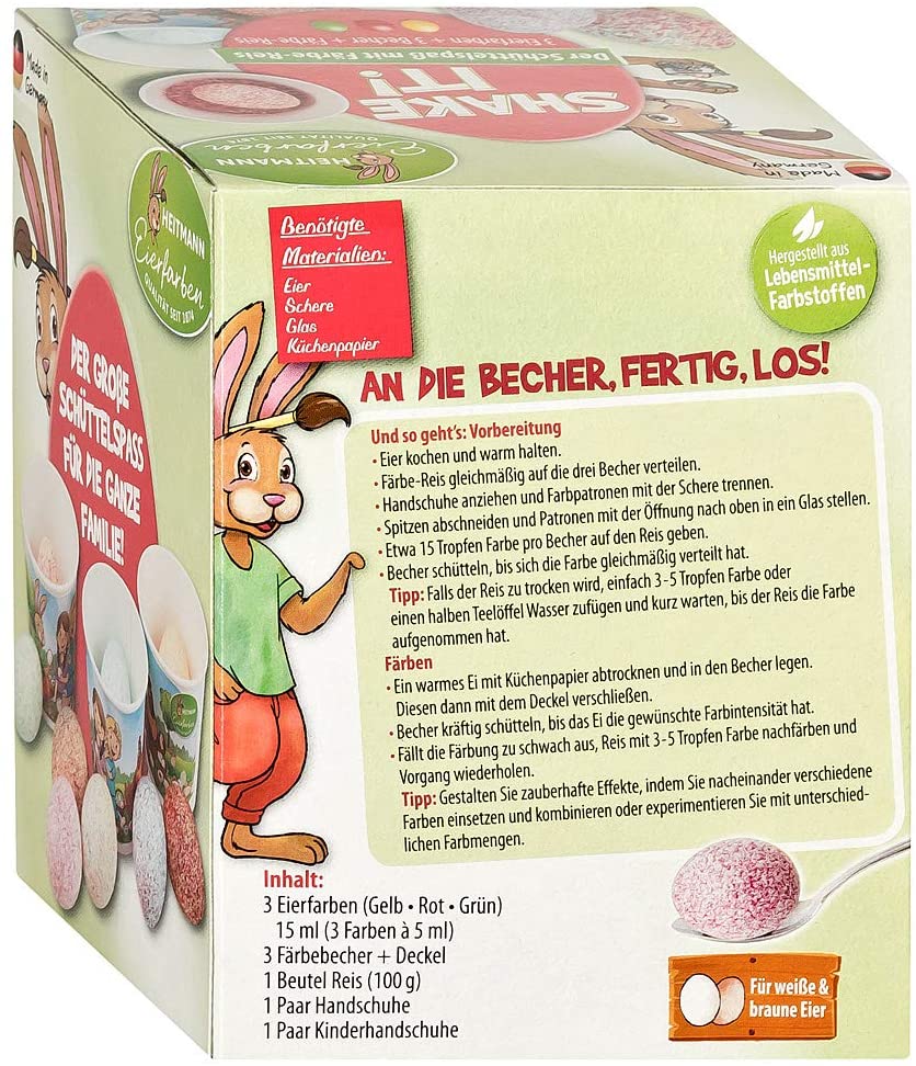 Heitmann Eierfarben Shake it! 3 Kaltfarben und Färbereis zum Schütteln inklusive Becher Heitmann Eierfarben Shake it! 3 Kaltfarben und Färbereis zum Schütteln inklusive Becher