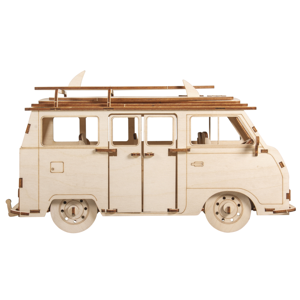 Holzbausatz 3D Campingbus VW-Bus Wooden Kit 77 Teile 