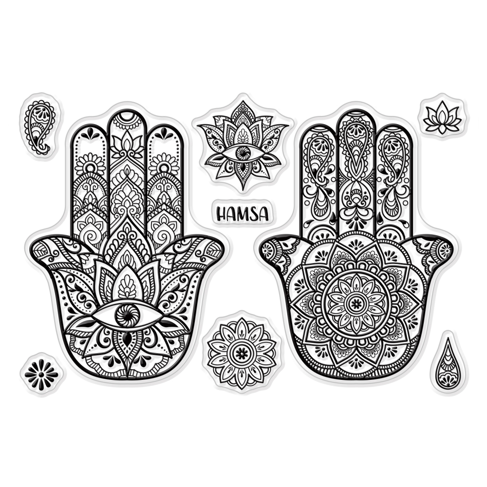 Silikonstempel Hamsa Hand Mandala 16x11cm