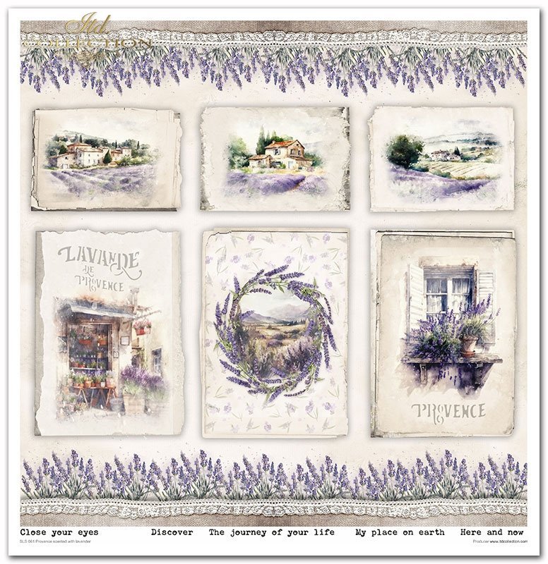 Scrapbookingpapier Set Provence scented with lavender 310x320 mm 11 Blatt