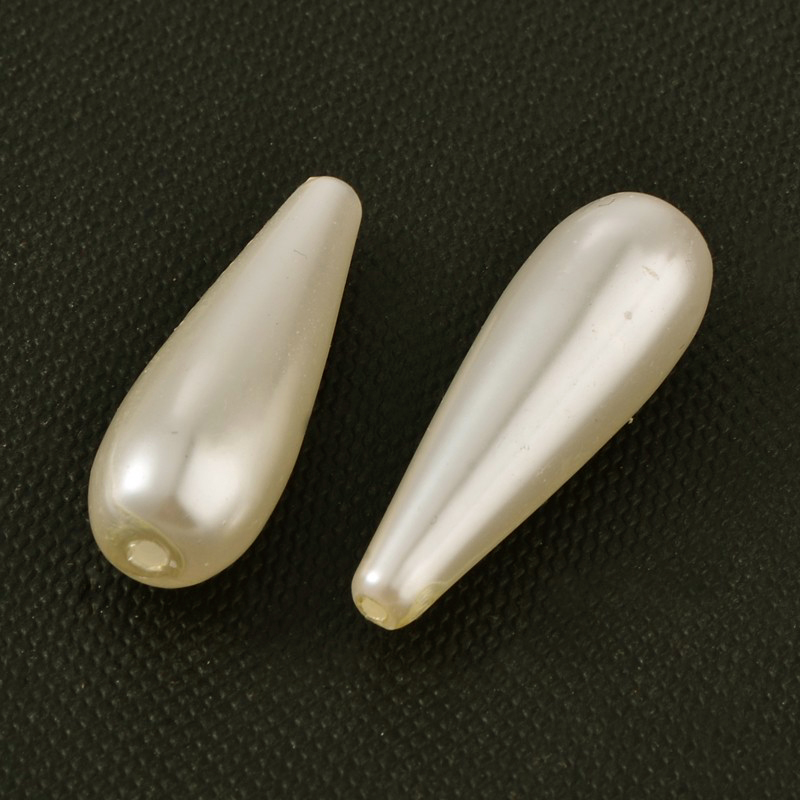 Wachsperle Tropfen weiß 30x10mm,  25 Stk/Pkg.