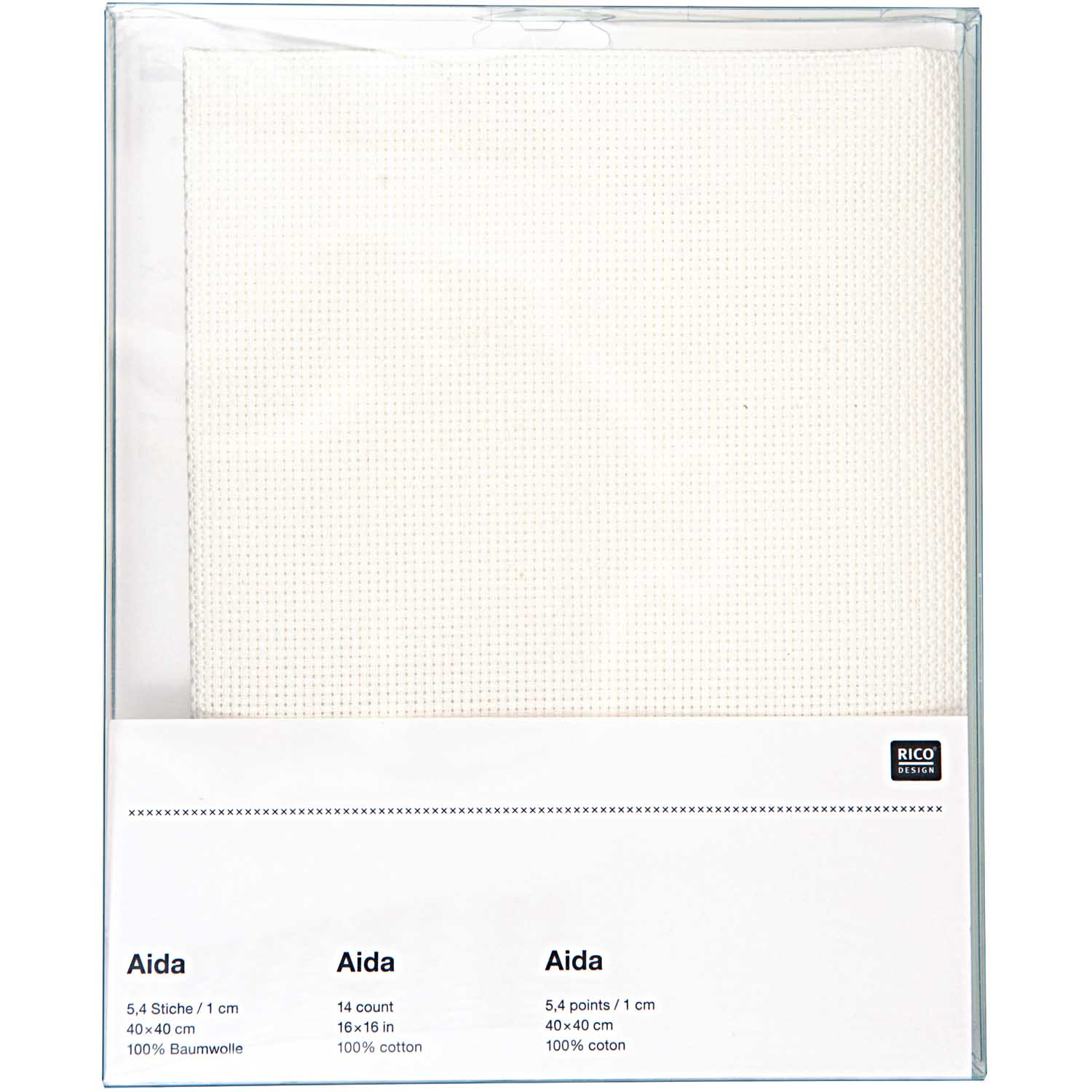 Aida 5,4 Stiche /1cm Baumwolle wollweiss 40x40cm