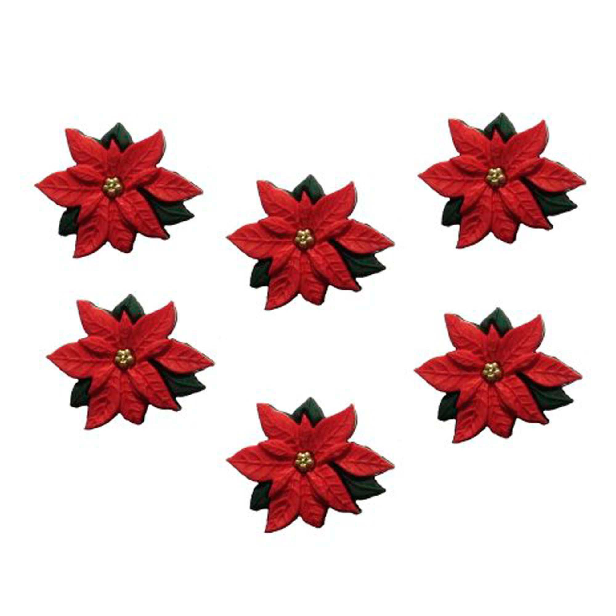 Knöpfe Weihnachtsstern Red Poinsettias 5 Stk. 2,5cm