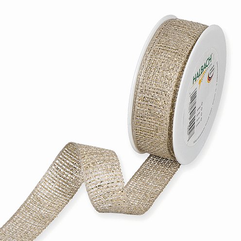 Dekoband Glitter natur gold 10m 