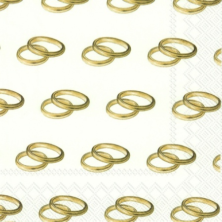 Servietten Eheringe Hochzeitsservietten, gold weiß, 20 Stück 