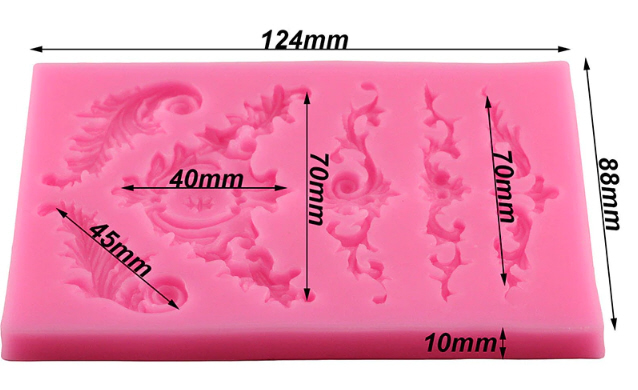 Silikonpressform Schnörkel Ornament 12,4x8,8cm