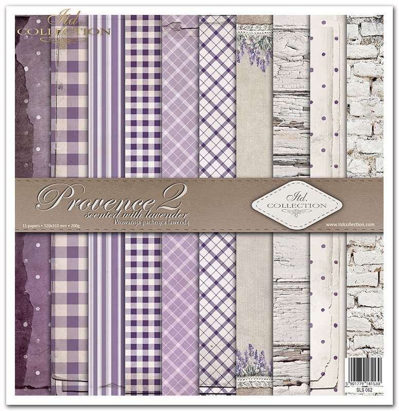 Scrapbooking-Papier Set Provence Lavender lila  31x32cm 200 g/m2 11 Blatt 