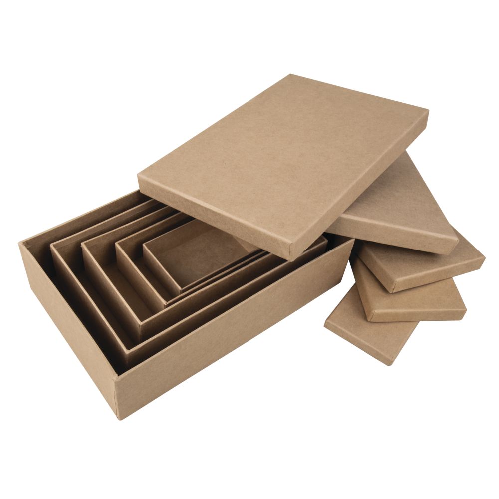 Pappmaché Boxen Set FSC Recycled 100% 10x7-26x17cm rechteckig 5-tlg.