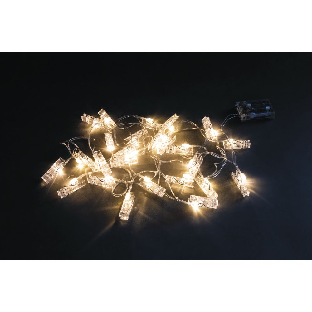 LED Lichterkette mit Clips , 25 Lichter, 390cm ,  Timer,  Batterie