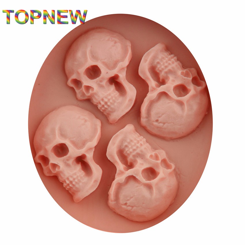 Silikonform Totenkopf, Pressform, 4 Köpfe a 3x2 cm