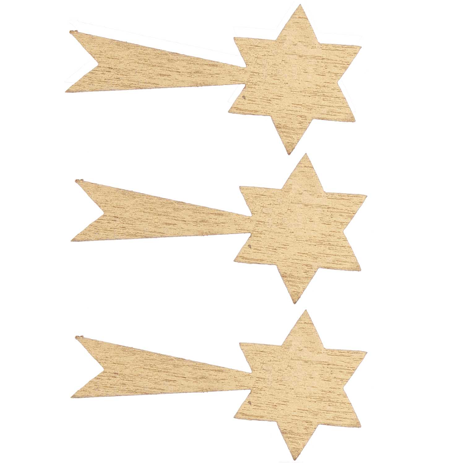 Holz-Streu Sternschnuppe gold 36 Stk 19x36mm Holz-Streu Sternschnuppe gold 36 Stk 19x36mm