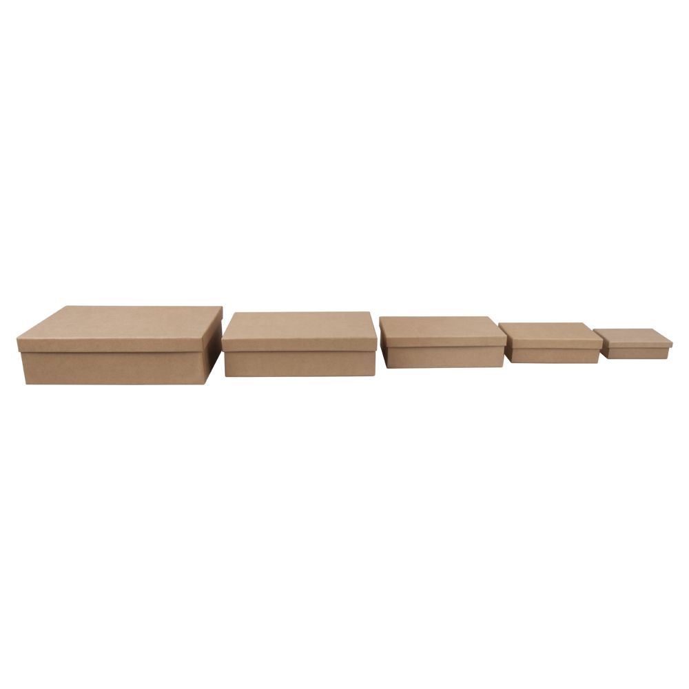 Pappmaché Boxen Set FSC Recycled 100% 10x7-26x17cm rechteckig 5-tlg.