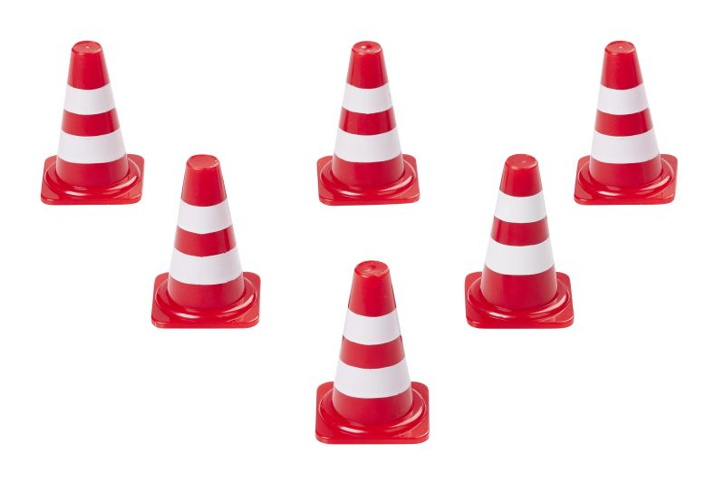 Miniatur Pylonen Verkehrshütchen rot/weiß 1x2,5cm 6 Stück 