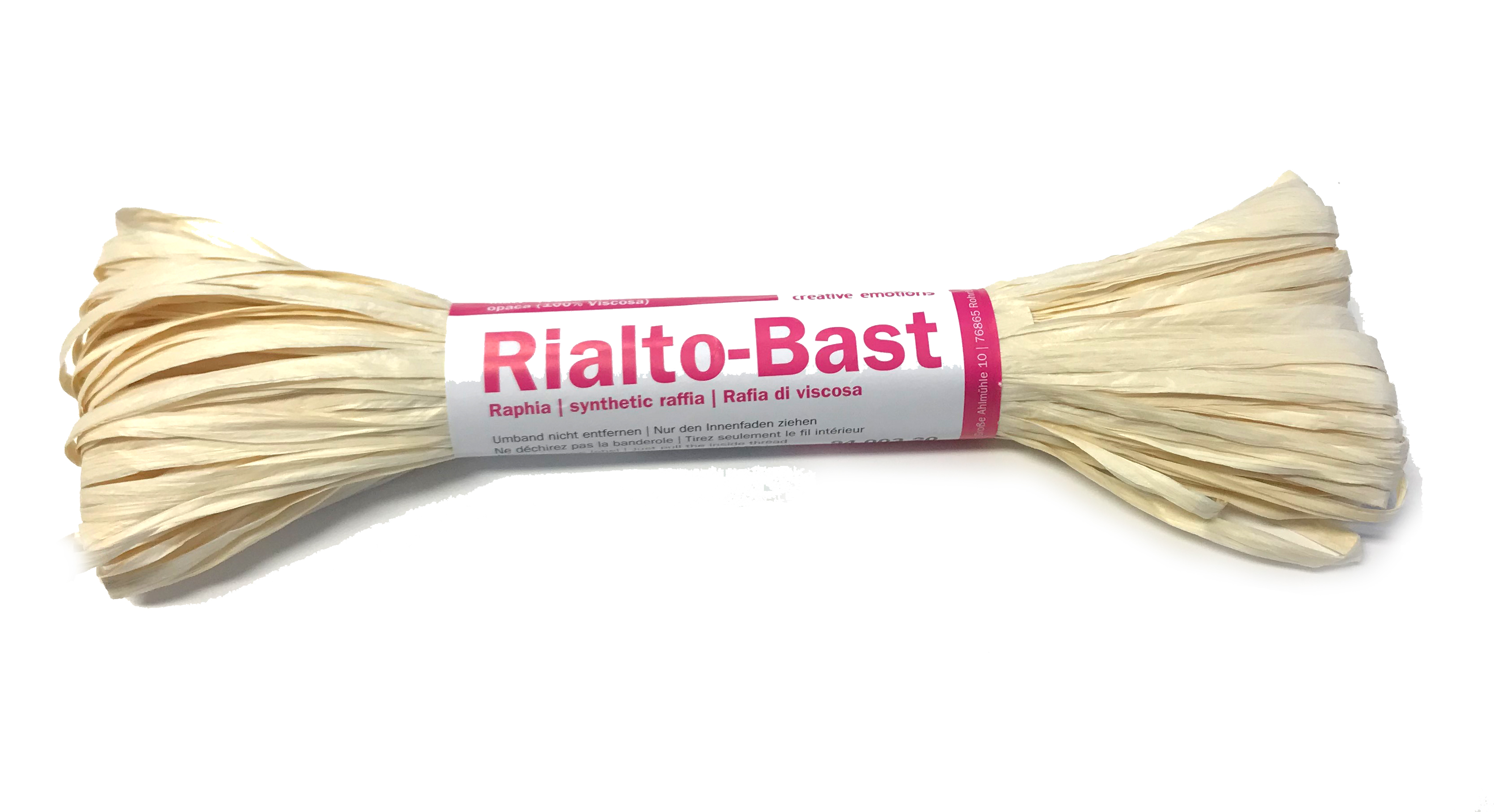 Rialto-Bast creme matt , Kunstbast Seidenbast synthetischer Raffia Bast