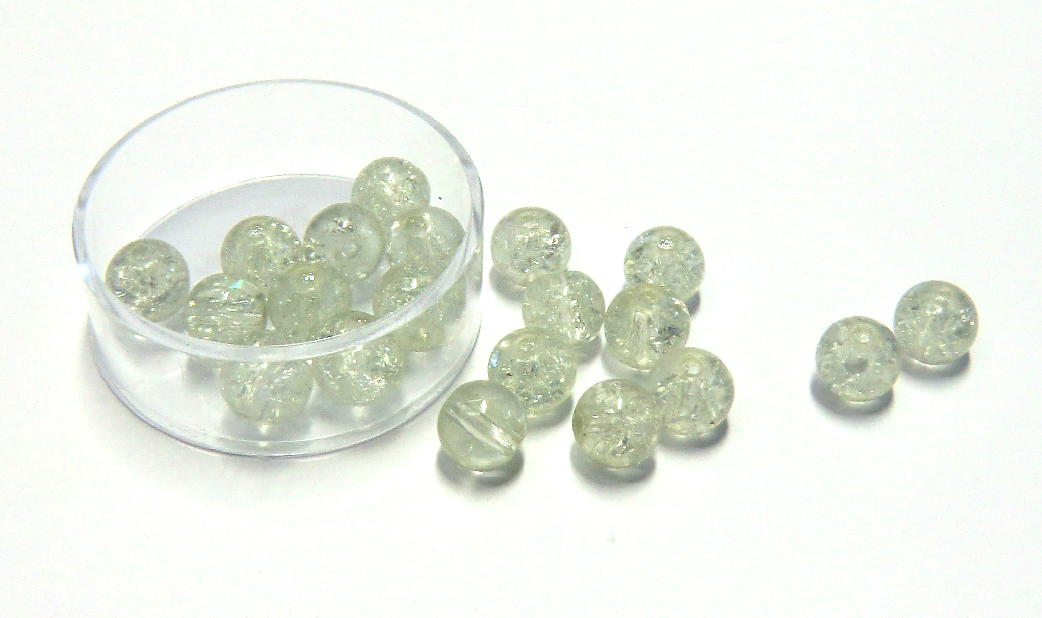 Glasperlen cracked 8 mm transparent, 6 mm, 20 Stück/Dose