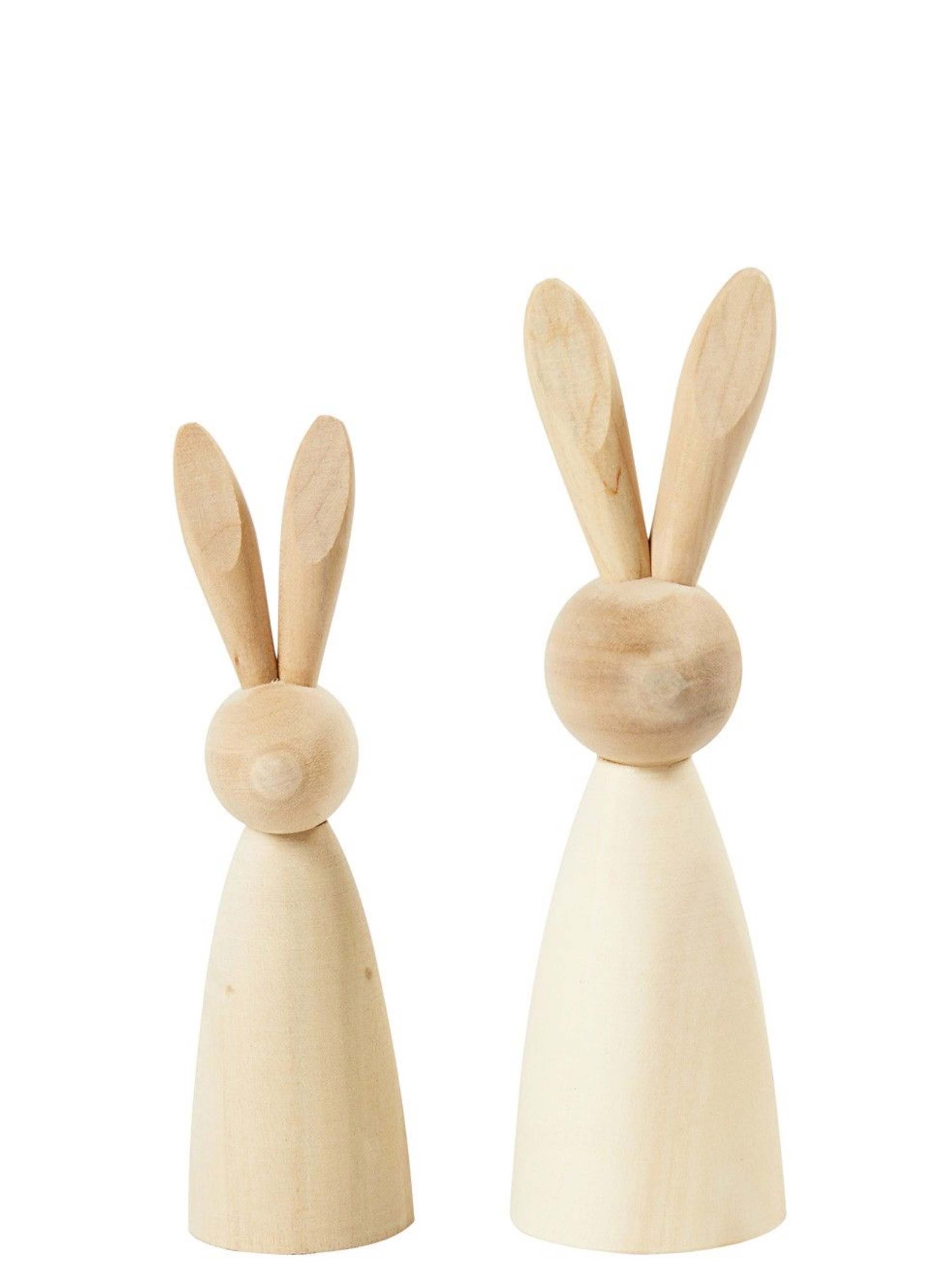 Holzhasen Osterdekoration 2 Stück 12+14cm Wooden Rabbit