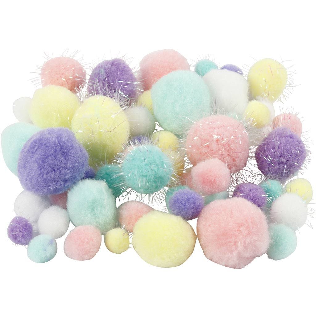 Pompoms pastell Farben Set 15-40mm 62g